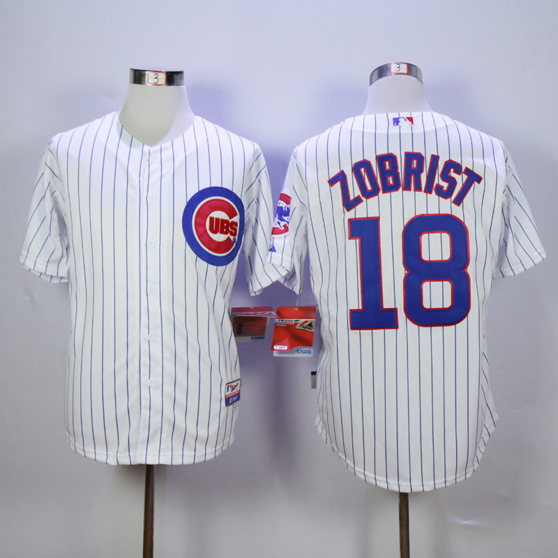 Men Chicago Cubs #18 Zobrist White MLB Jerseys->chicago cubs->MLB Jersey